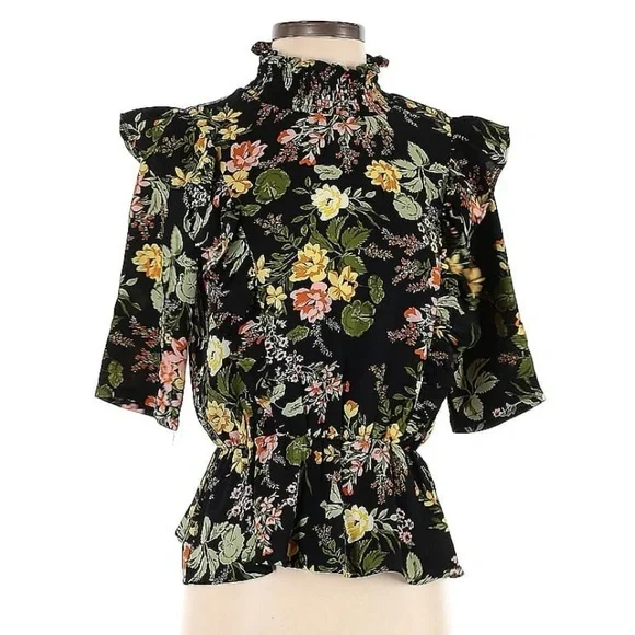 Sugar lips Floral High Neck Ruffle Peplum Top - Picture 4 of 8